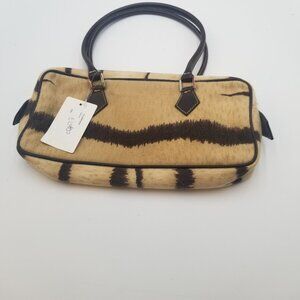 Valentino Garavani vintage animal print beige brown shoulder bag